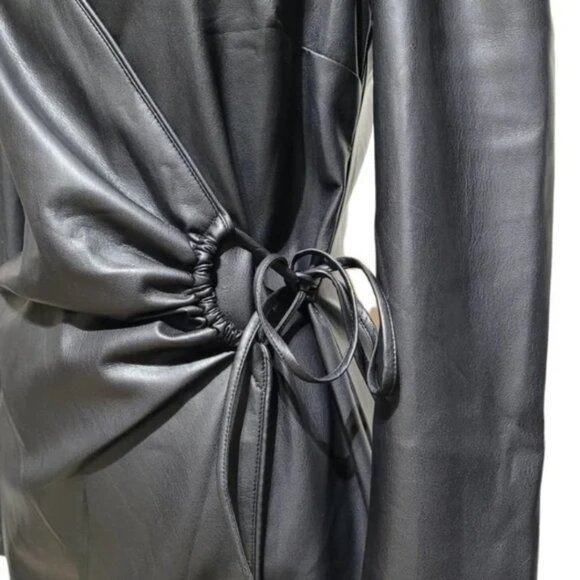 House of Harlow 1960 Tied Faux Leather Crossover wrap Mini Dresses XL - Picture 6 of 8